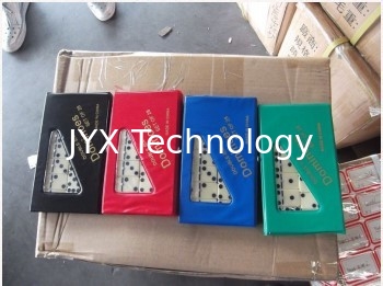 Insieme di domino, melammina materiale, 28pcs totale, doppio sei, imballato in contenitore di PVC, dimensione: 48x24x7mm, parte: JYX-D1681 fornitore